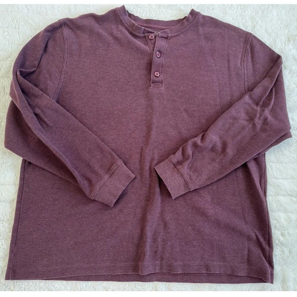 L.L.Bean Purple Knit Henley Pullover Sweater Men Long Sleeve XXL Traditional